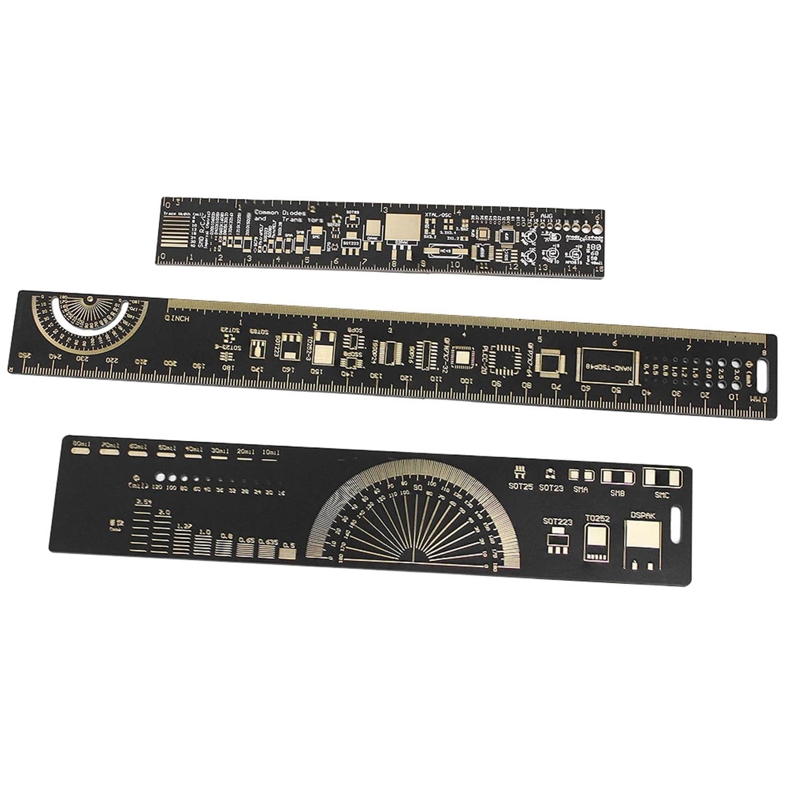 1 Set 3 Tipo PCB Righello di Riferimento 15 cm 20 cm 25 cm Strumento di misurazione Multifunzionale condensatore Chip IC SMD diodo Transistor