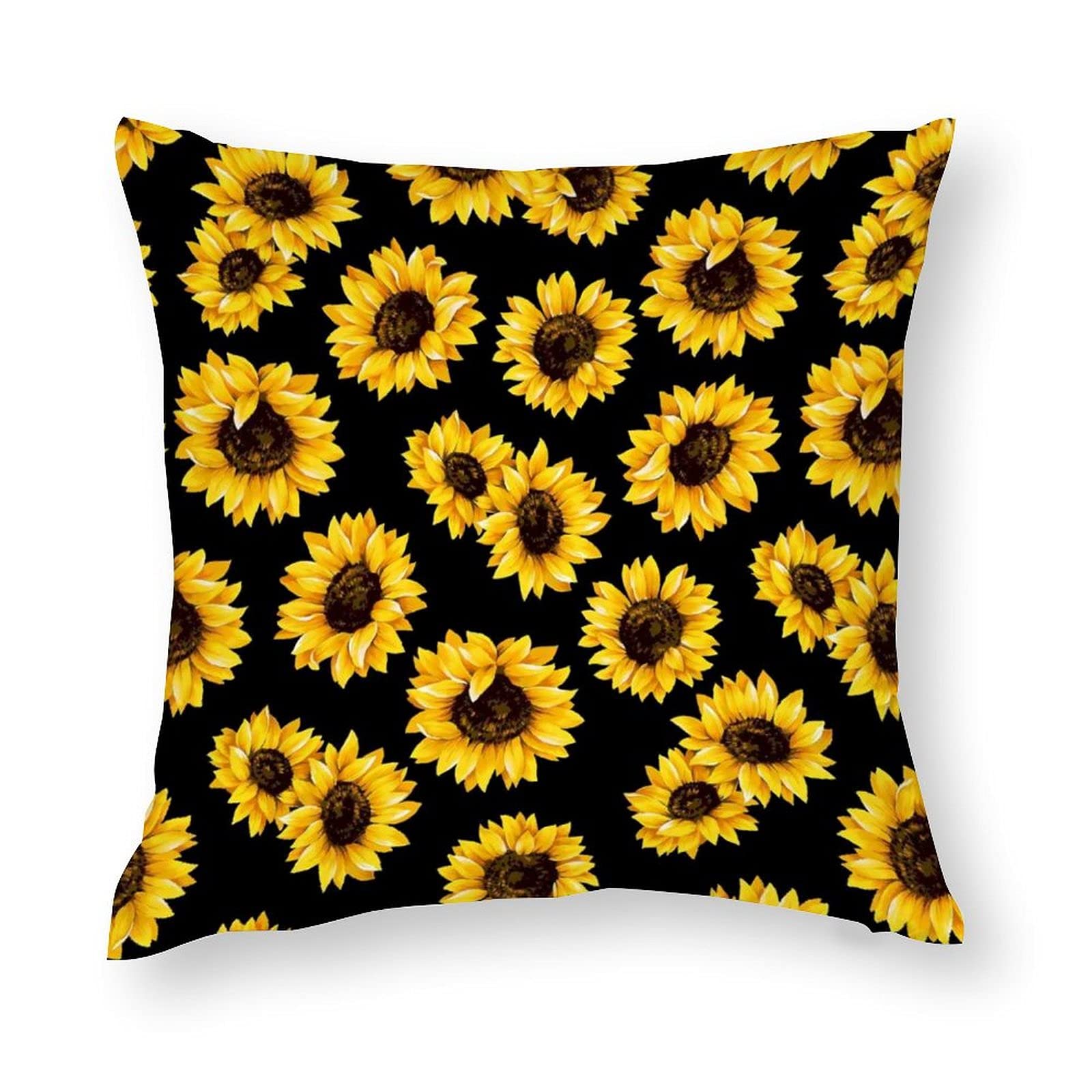Sunflowers Throw Pillow Cases, Flowers Pillow Cushion Covers, Modern Decorative Square 18x18 Inches Pillowcases for Sofa Couch Bedroom Living Room Car