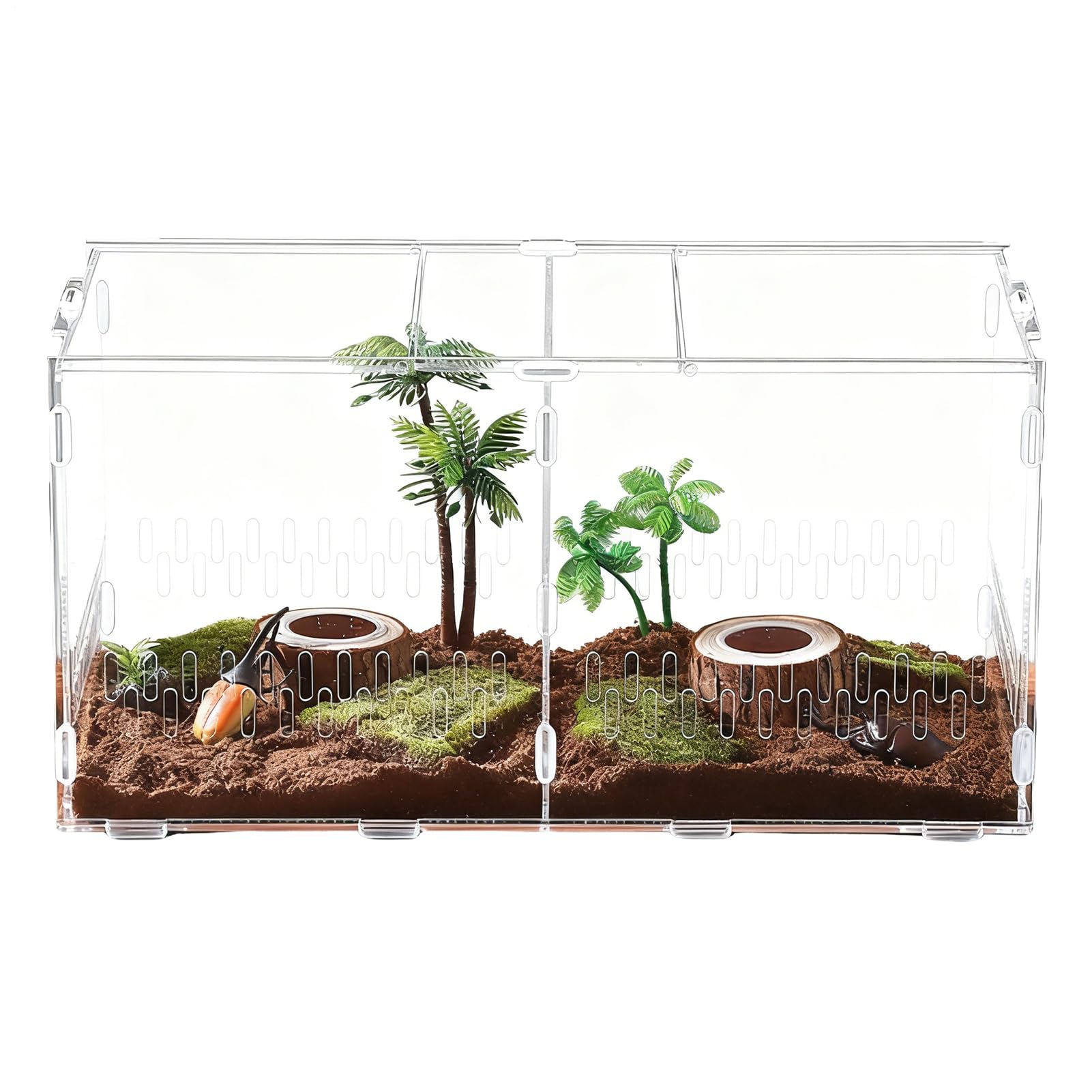 Freigehege für Springspinnen – Acrylwanne, transparent, atmungsaktiv, 40,0 x 20,5 x 20,0 cm, Spinnengehege aus Acryl mit Deckel | für Schildkröte, Landschildkröte, Gecko, Krabbe, Frosch, Sa