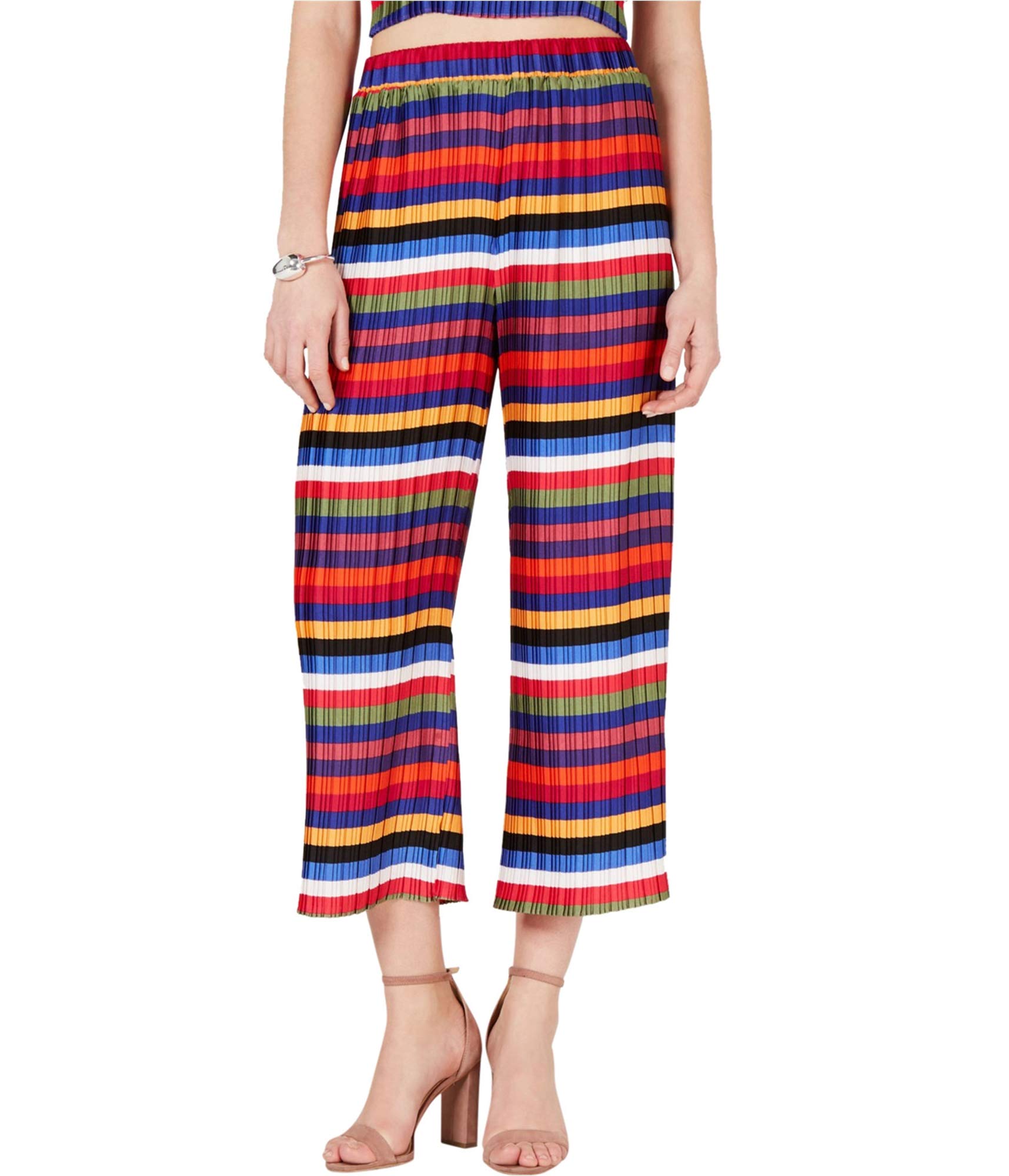 Womens Aurora Rainbow Pleated Crop Pants Rainbow Large