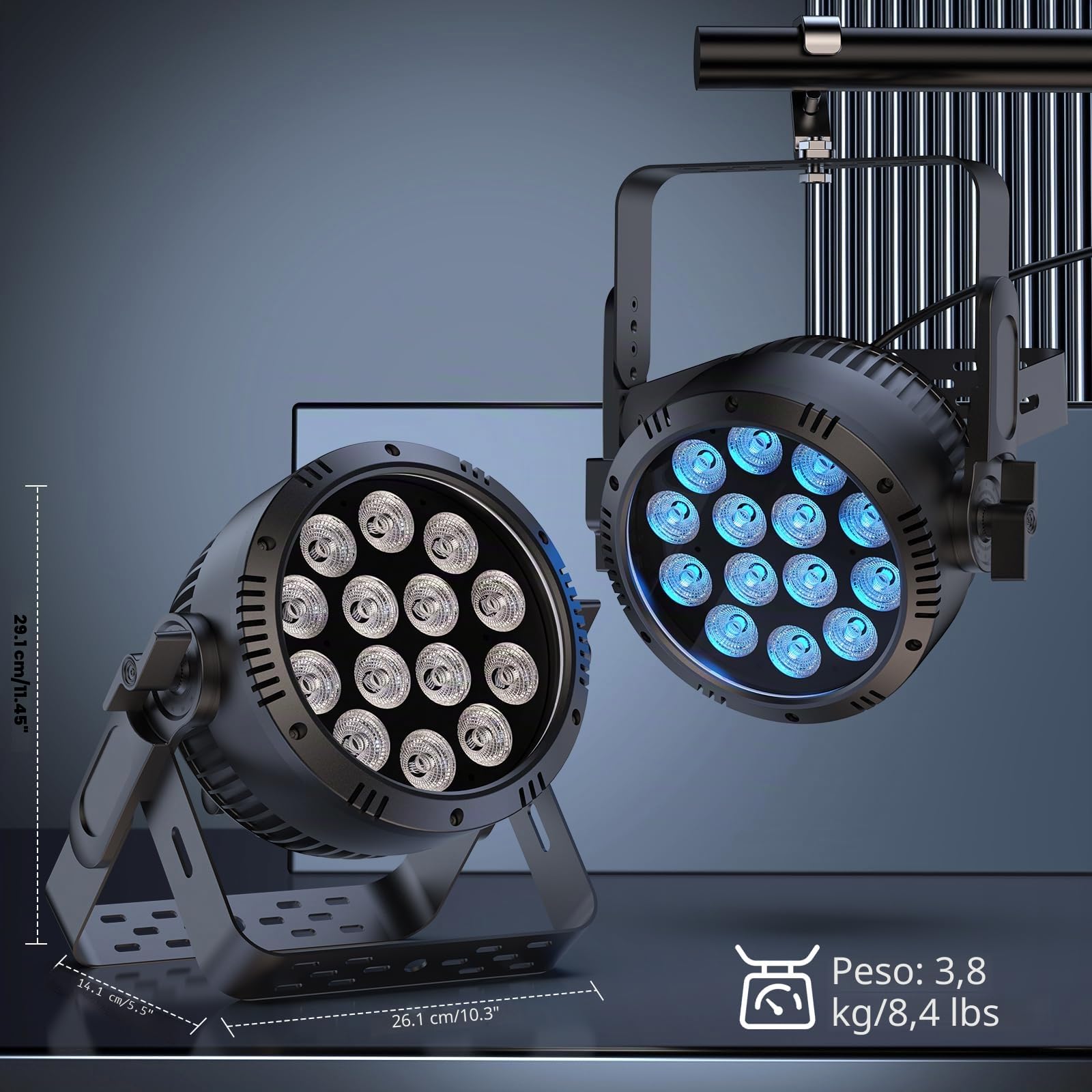 RGBW 200W Par LED IP65, 14 LED Faretto Luce da Palco Impermeabile con Stroboscopio, Illuminazione Discoteca per Feste Eventi Giornate di Pioggia Spettacoli DJ Esibizioni Festival