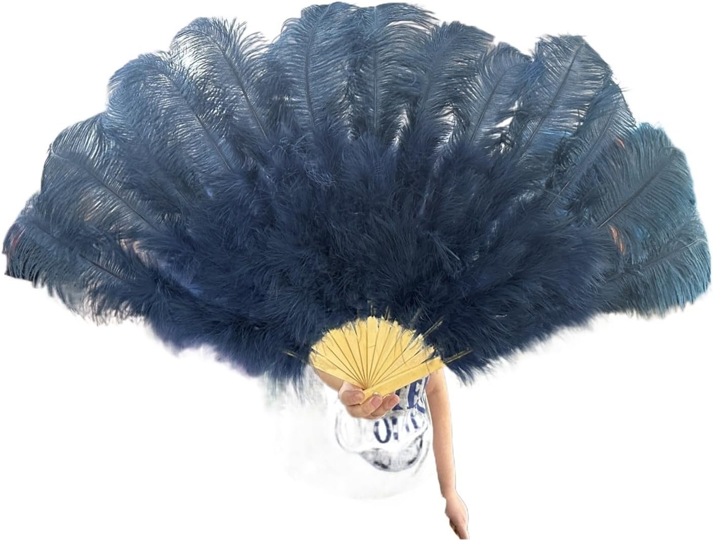 100CM/130CM Ostrich Feather Fan13 Bone Handheld Fan for Wedding Dance Stage Performance Accessories(28,100CM 2PCS)