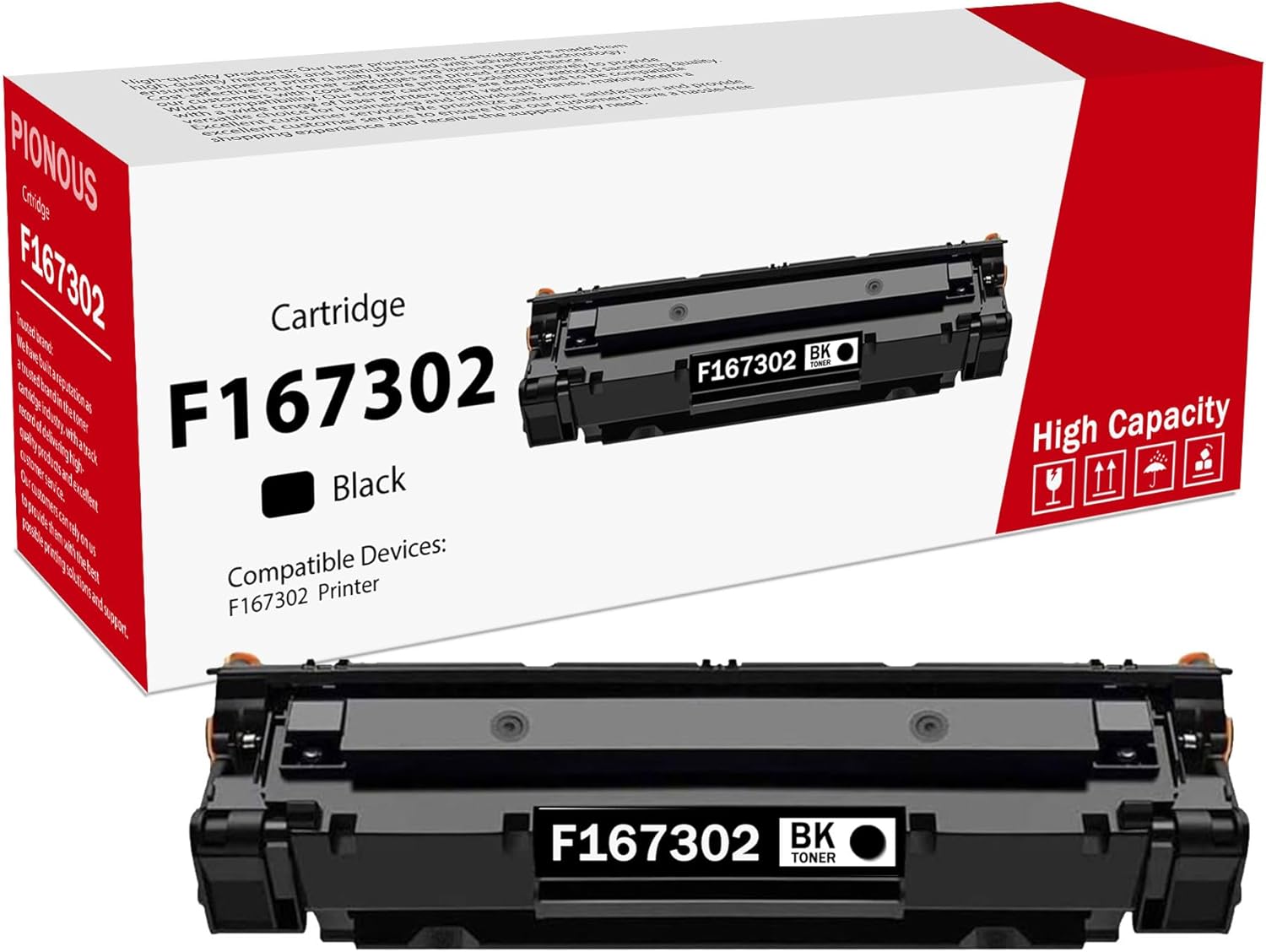 PINOS F167302 Black Toner Cartridge (1-Pack) - Compatible with F167302 Printer, Spherical Toner for Sharp, Non-Fading Printouts