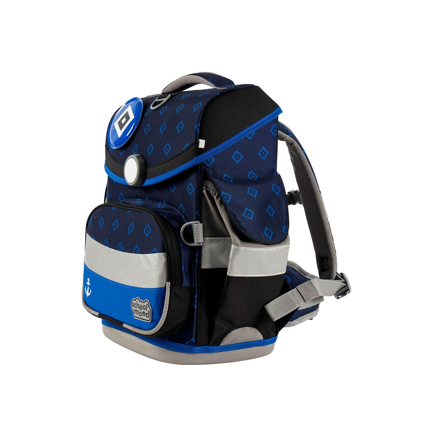 Familando - School Mood Timeless Air+ Schulranzen Set - 6-teilig mit Federmappe - HSV Fußball Verein - 980g leicht mit 23L Volumen - mit höhenverstellbarem System & Reflektoren- Ab 1. Klasse