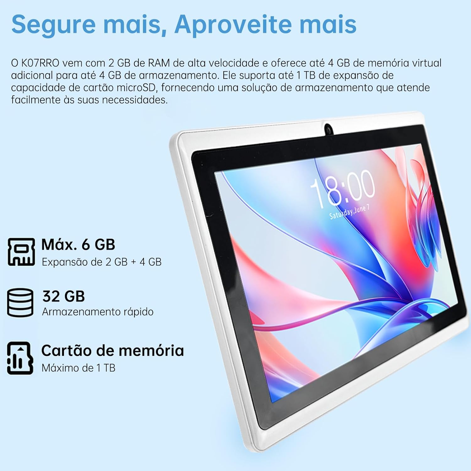 71fGwDdOmsL._AC_SL1500_ MOUGOL Tablet K07PRO, 2GB RAM 32GB ROM, Tela LCD de 7 polegadas, Wifi/BT4.2/GPS, Câmeras frontal e traseira de 2MP, Sistema Android 11