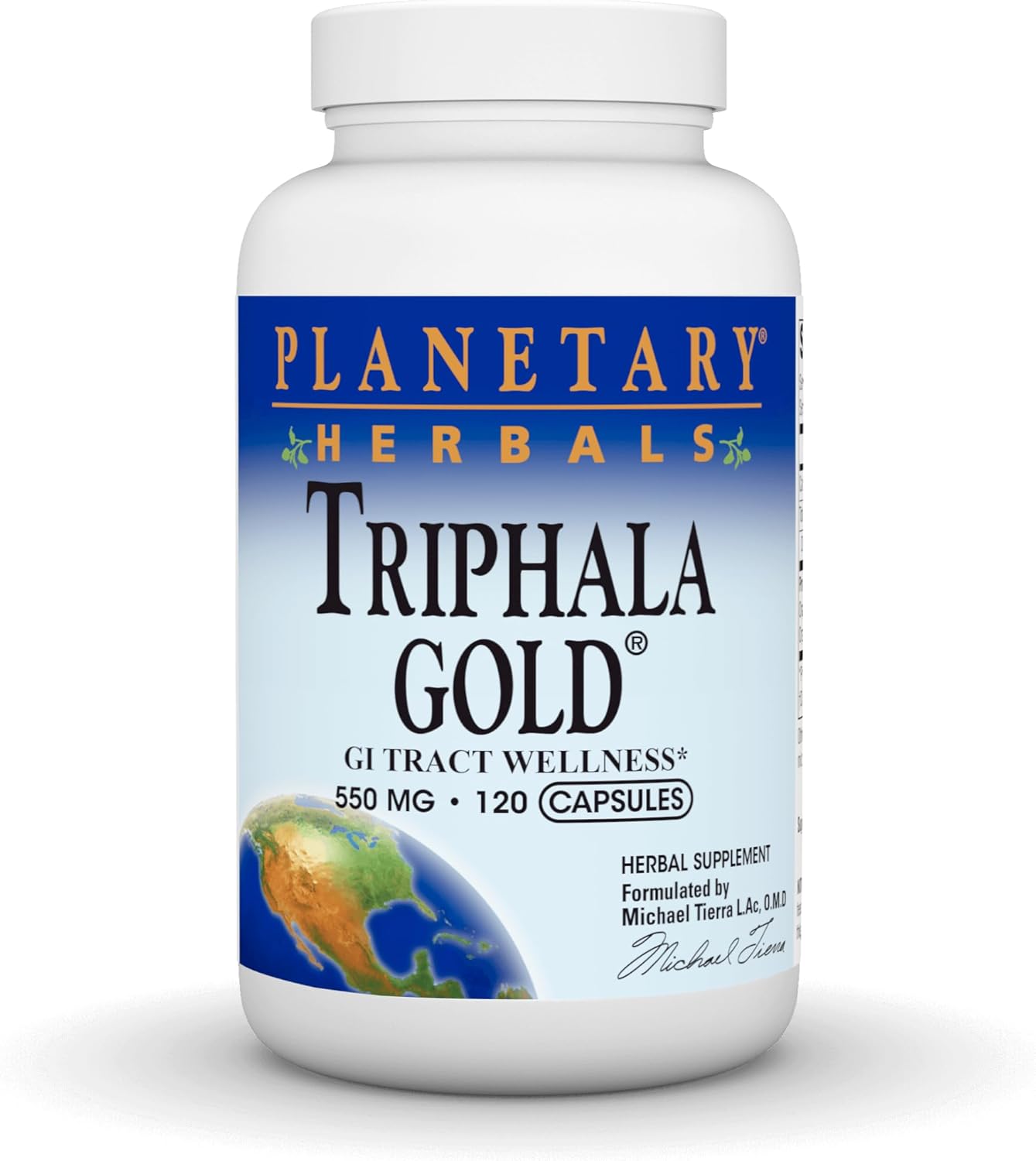 Planetary Herbals Triphala Gold 550mg Cleanser & Tonifier Extra Strength Ayurvedic - 120 Veggi Caps