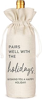 Socive Holiday Party Hostess Gift Wine Bag for Him Her, Holiday Gift, Christmas Gifts Ideas-Reusable Drawstring Wine Bag