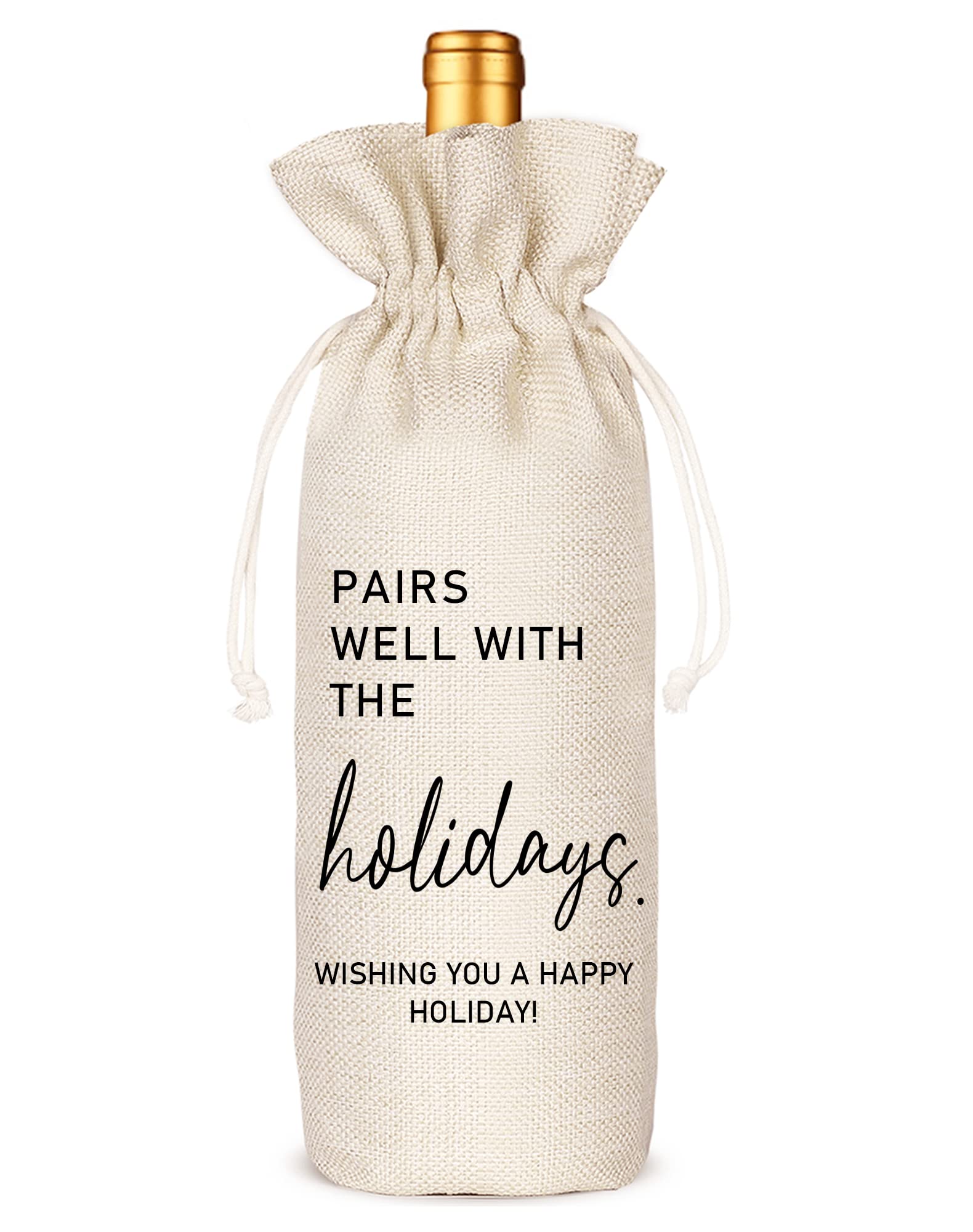 - Holiday Party Hostess Gift Wine Bag for Him Her, Holiday Gift, Christmas Gifts Ideas-Reusable Drawstring Wine Bag