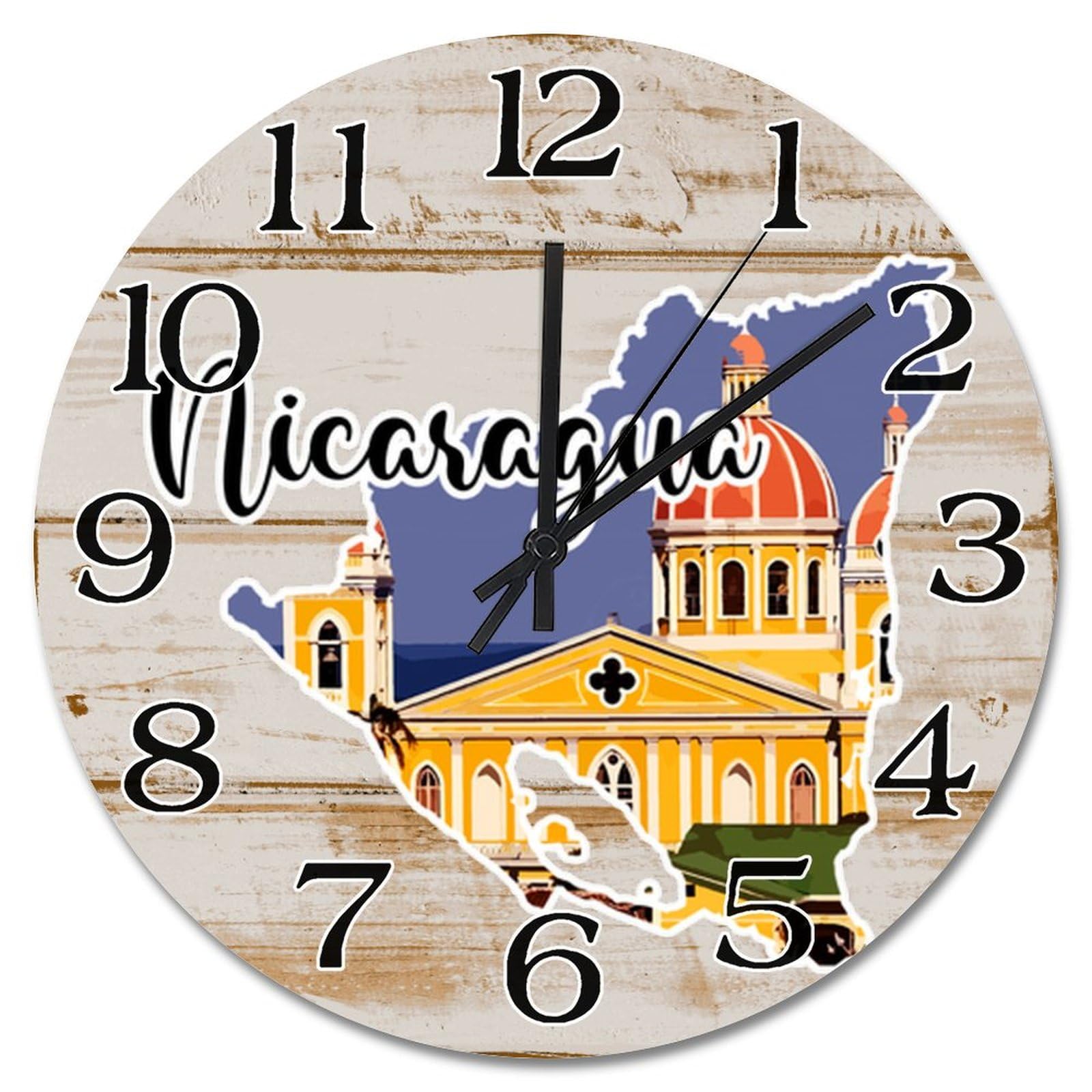 Horloge murale Nicaragua en bois le cadeau idéal pour passionné de voyage
