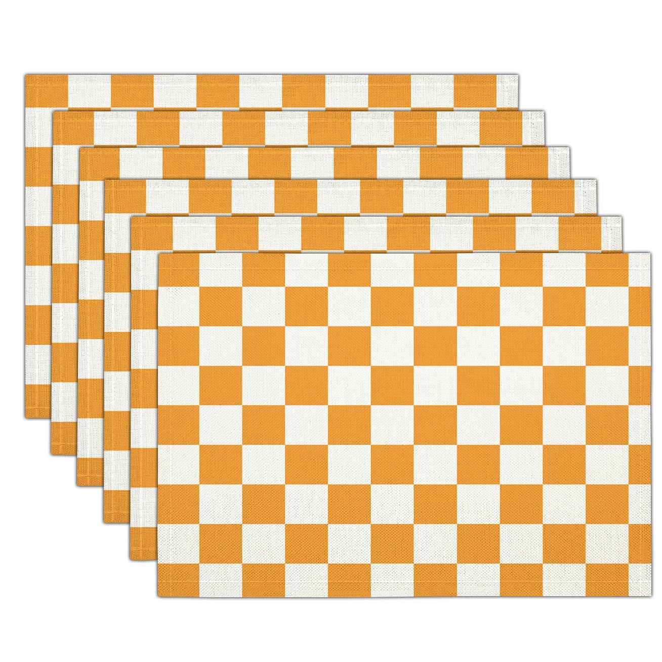 Sets de table orange motifs en treillis pour protéger des taches au quotidien