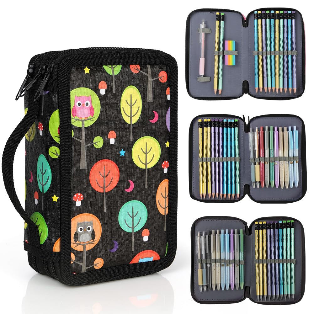 OFFCUP Pencil Case for Kids Teen 3 Compartment, Portable Boy's Girls Pencil Pouch