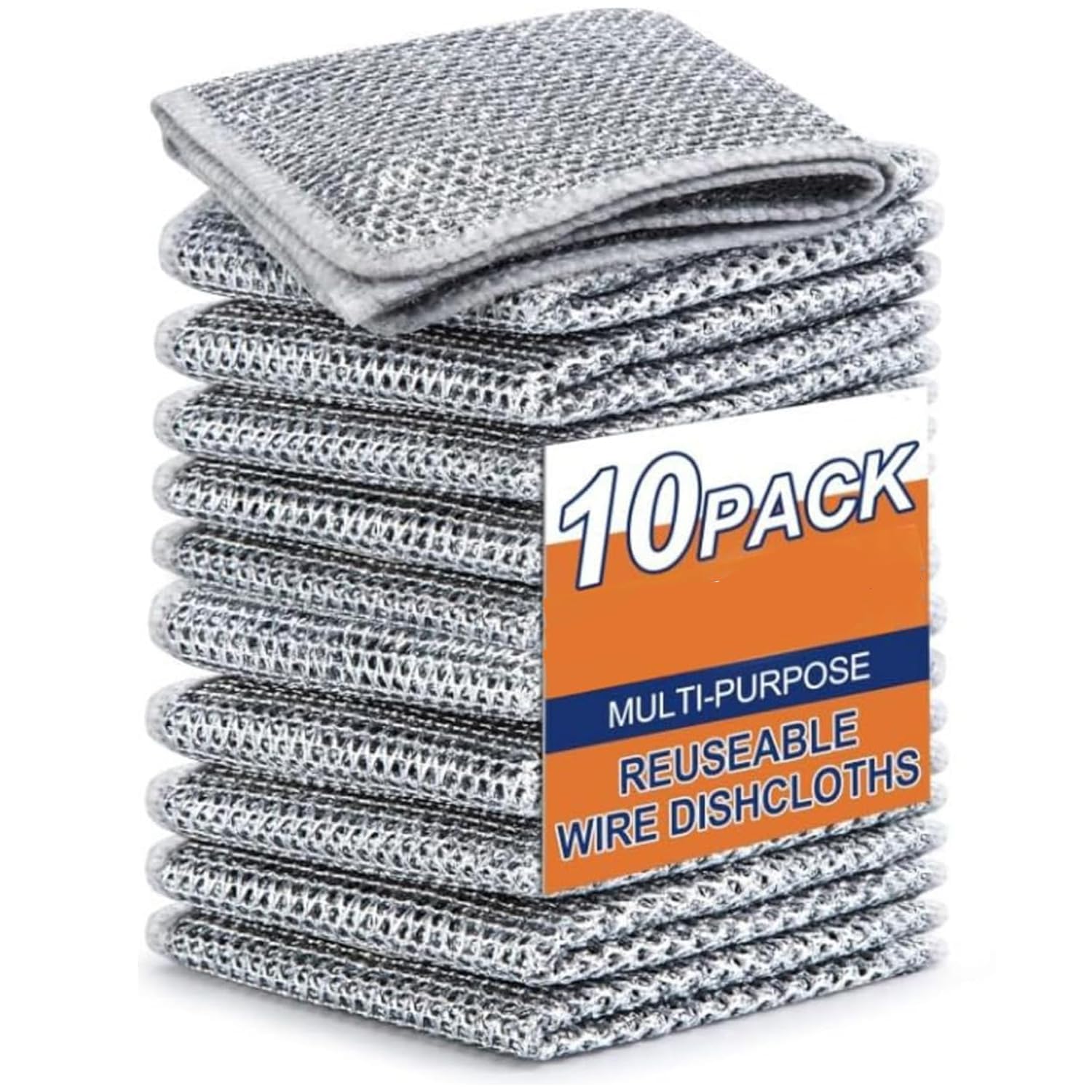 Mehrahome Non-Scratch Dish Wash Cloth (Pack of 10), Steel Wire Dish Cloth, Wire Dishwashing Rags for Wet and Dry Stainless Steel Scrubber Non-Scratch Wire Dishcloth for Washing Dishes Sinks Counters (B0D944BW2Z) Amazon Price History, Amazon Price Tracker