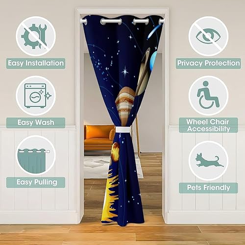 Miniatura 9 de Southwestern - Cortina de puerta azteca nativa para niños y niñas, cortina bohemia para puerta de privacidad, cortina floral tribal roja, verde y