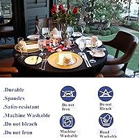 Vista 2 de Paquete de 4 manteles redondos de elastano negro de 72 pulgadas, fundas de mesa de elastano de 6 pies, mantel redondo ajustado color negro, mantel