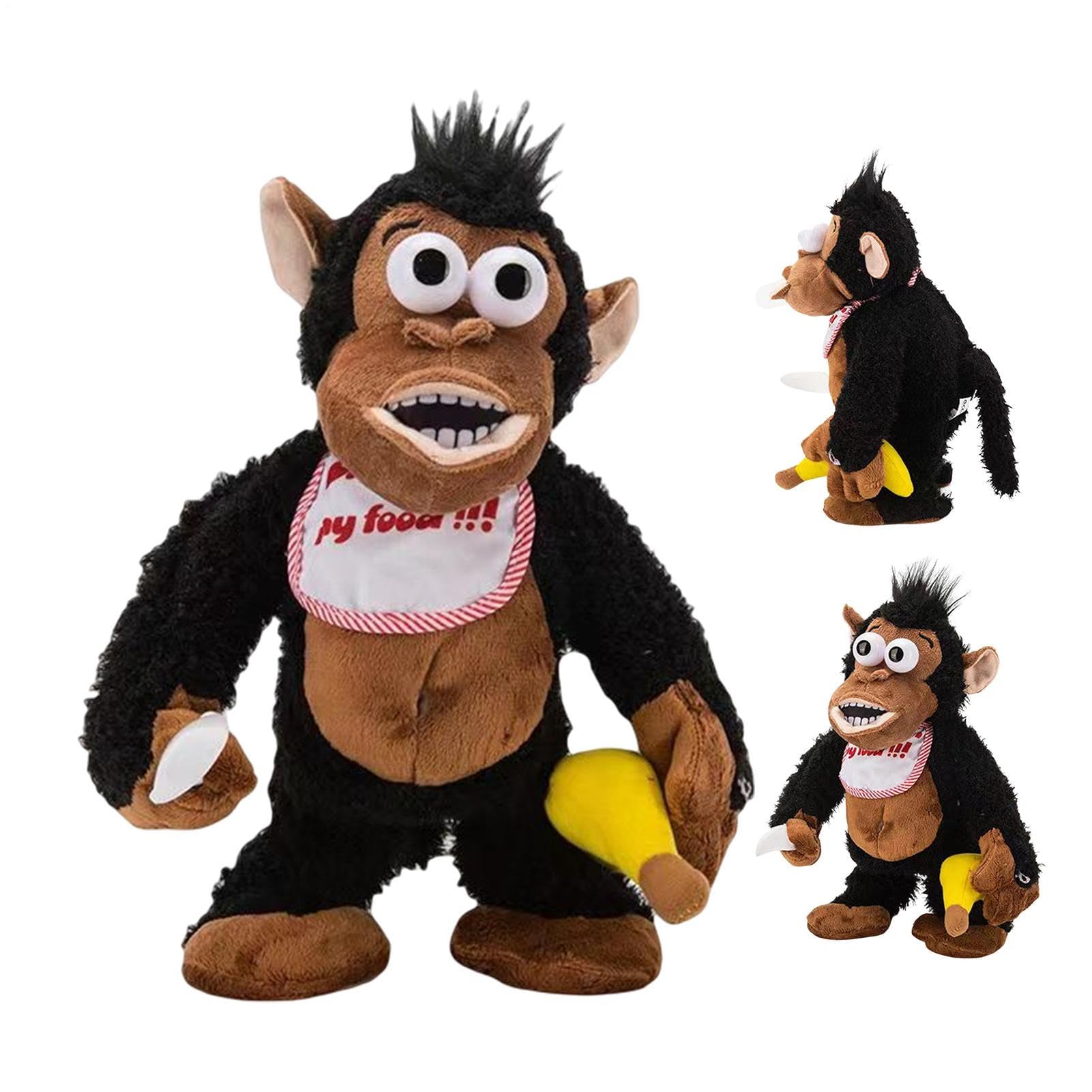 Plush Monkey Electric Toy - 5.51 Inches PP Cotton Moving | 380g Funny Banana Monkey 11.41 Inches Soft Toy Interactive 3AA Battery Powered Perfect For Children Holiday Presents And Fun