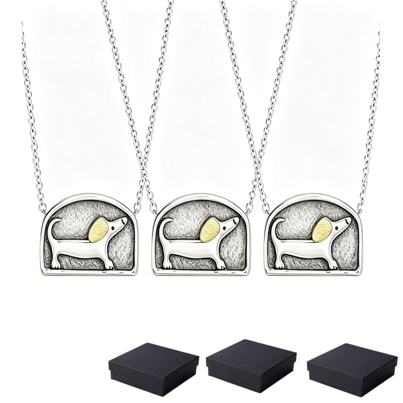 Collier pendentif teckel avec oreille mobile en argent fin pour femme - 8