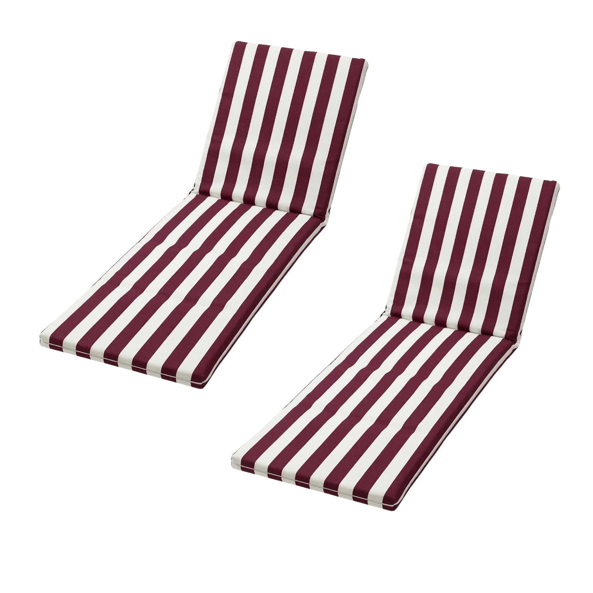 PIND Cojín para Tumbona de Rayas 180x50 cm - Colchoneta de Espuma Confort para Exterior, Jardín y Piscina. Colchón de Verano con Sujeción Elástica. (2, Rayas Roja)