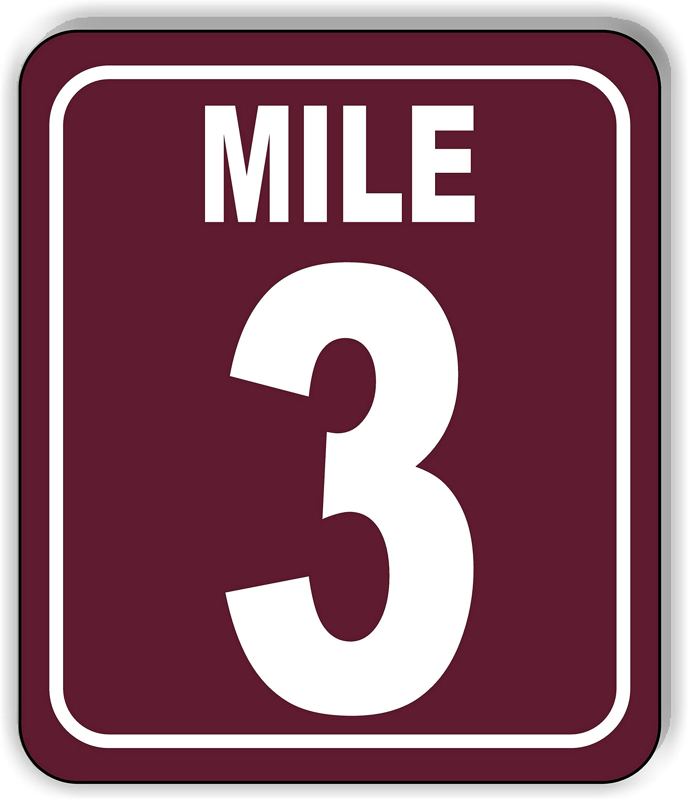 Mile 3 Distance Marker Brown Running Race 5k Marathon Aluminum Composite Outdoor Sign 8.5" x10"