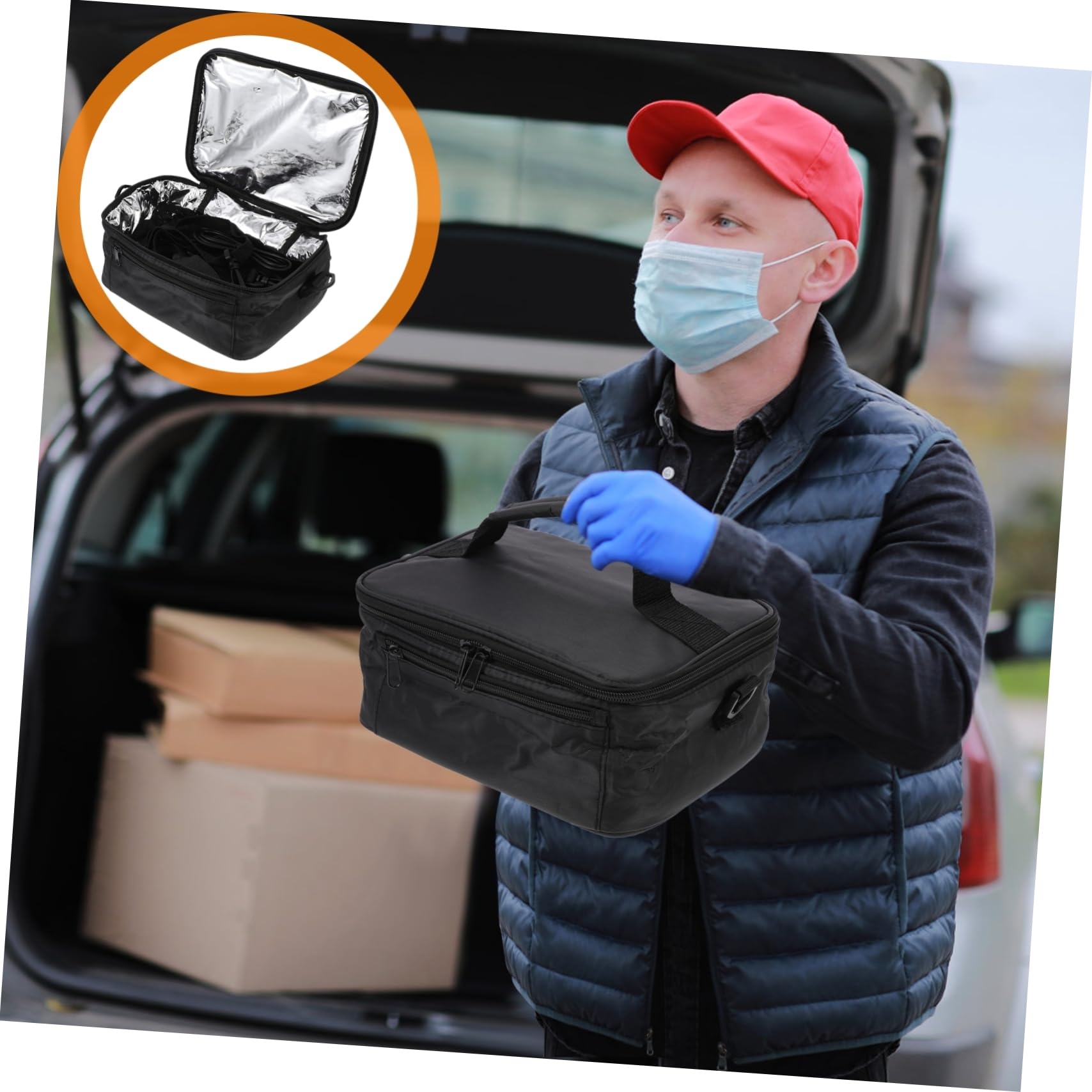 VALICLUD Bolsa de Almuerzo Aislante 12v Calentador para Automóvil, Bolsa Termica Portátil para Comida y Leche, Lunch Bag Compacta para Viaje y Oficina