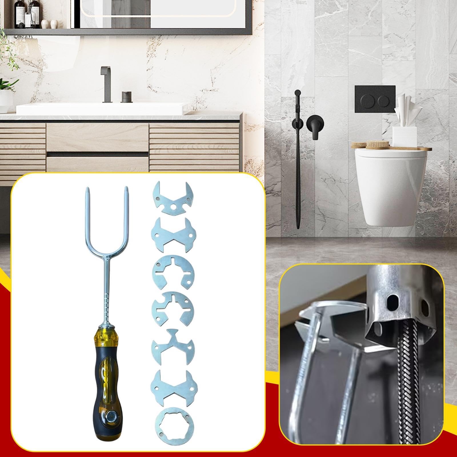 F Fityle Llave de fregadero, herramienta de fontanero, herramienta manual profesional, llave universal resistente para grifo debajo del fregadero, para