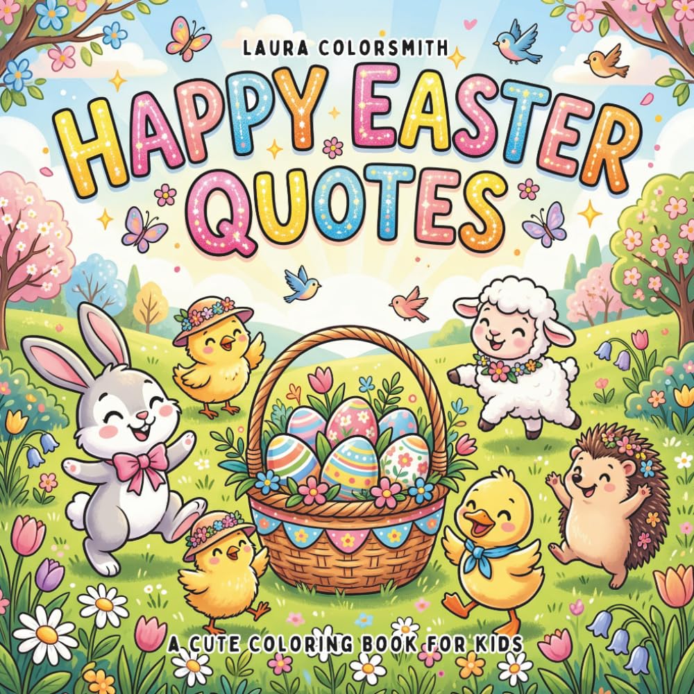 Happy Easter Quotes - A Cute Coloring Book for Kids: A Cute Easter Coloring Book Featuring Christian Quotes, Adorable Bunnies, and Fun Springtime Designs for Kids (Coloring Book for Easter)