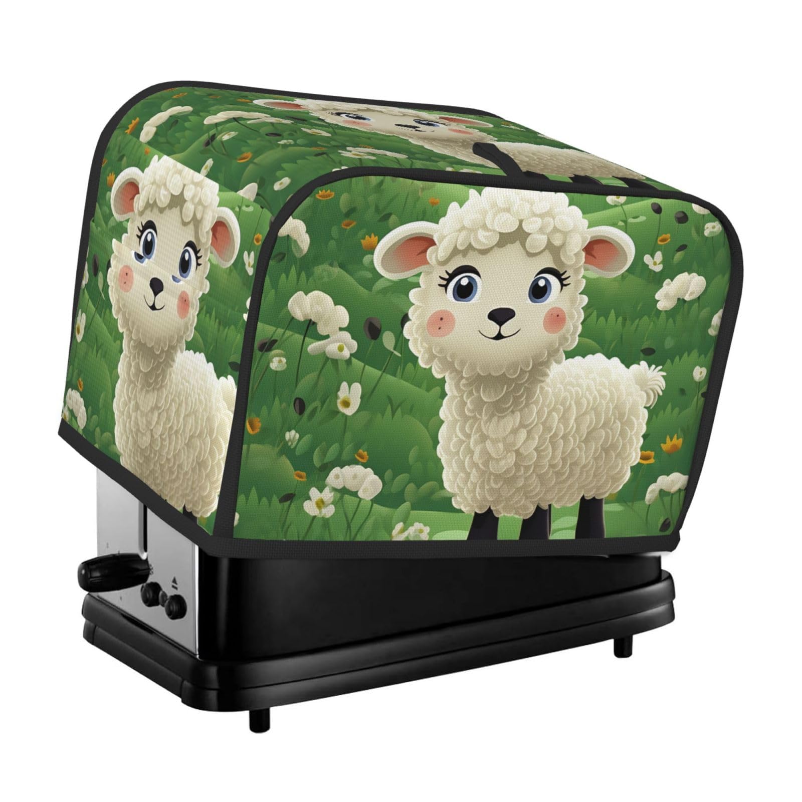 Fodpand Black Toaster Covers 2 Slice Cute Cartoon Sheep Bread Machine Cover Quilted Dustproof Toaster Cover Washable Bread Maker Protective For Kitchen Small Appliance