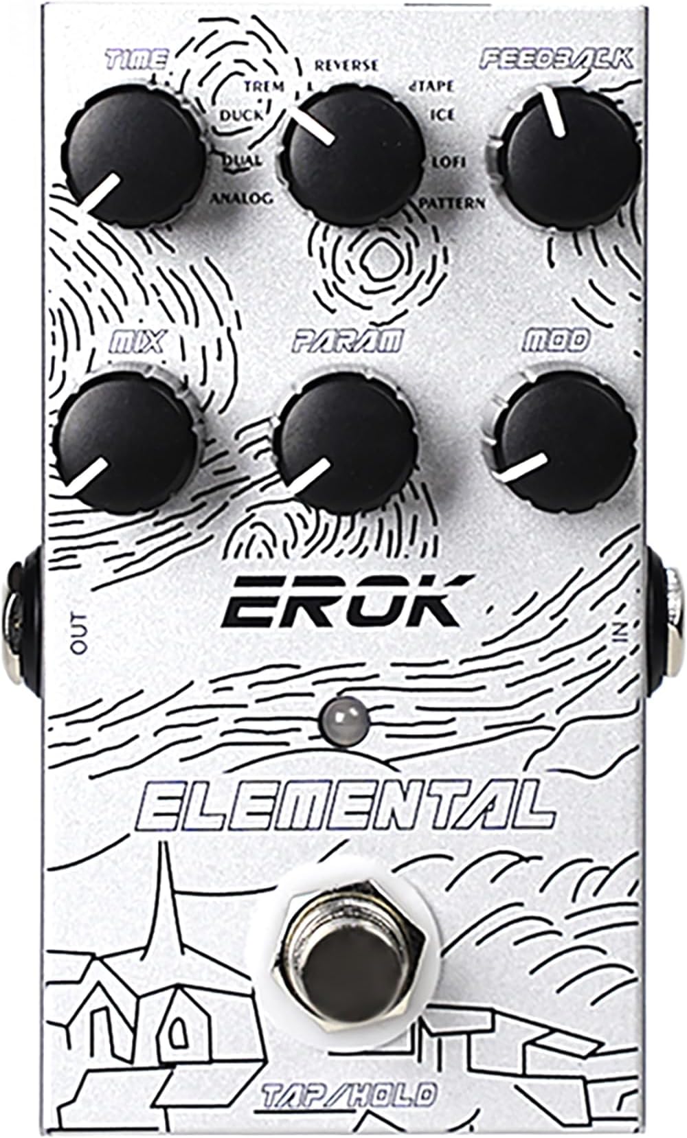 Digital Delay Guitar Pedal,9 Effect with Tape Temps/LoFi/dTAP/Reverse/Ice,Max 3000ms Delay Time for Electric Guitar