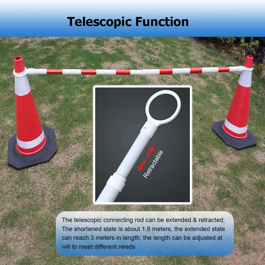 2/4/6/8/10/12/16/20 Packs Retractable Traffic Cone Bar from 5.2 ft to 9.8 ft, Expandable Traffic Cone Bar for Parking Lots, Reflective Safety Cone Barrier Bar(4pcs)