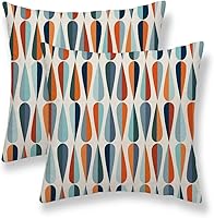 Vista 10 de Juego de 2 fundas de almohada bohemias de 20 x 20 pulgadas, con hojas bohemias abstractas de mediados de siglo, decorativas, para exteriores, fundas