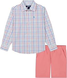 boys 2-piece Short Set, Collared Button-down Shirt, and Performance Shorts