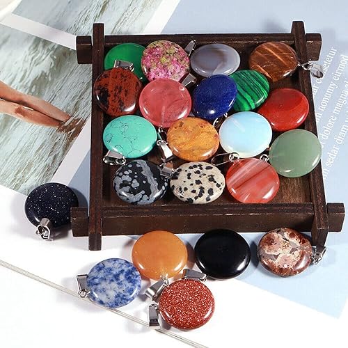 Miniatura 7 de TEAMWILL Colgantes de piedra de cristal de cuarzo natural, 20 dijes curativos para la fabricación de joyas, Acero inoxidable, Cuarzo