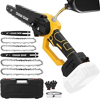 Mini Chainsaw 8 inch & 6 inch with 4Pcs Chains, Compatible with Dewalt 20V Battery (Tool Only), Brushless Cordless Electric Chainsaw with Auto Oiler, Handheld Battery Chain Saw for Wood Branch Cutting
