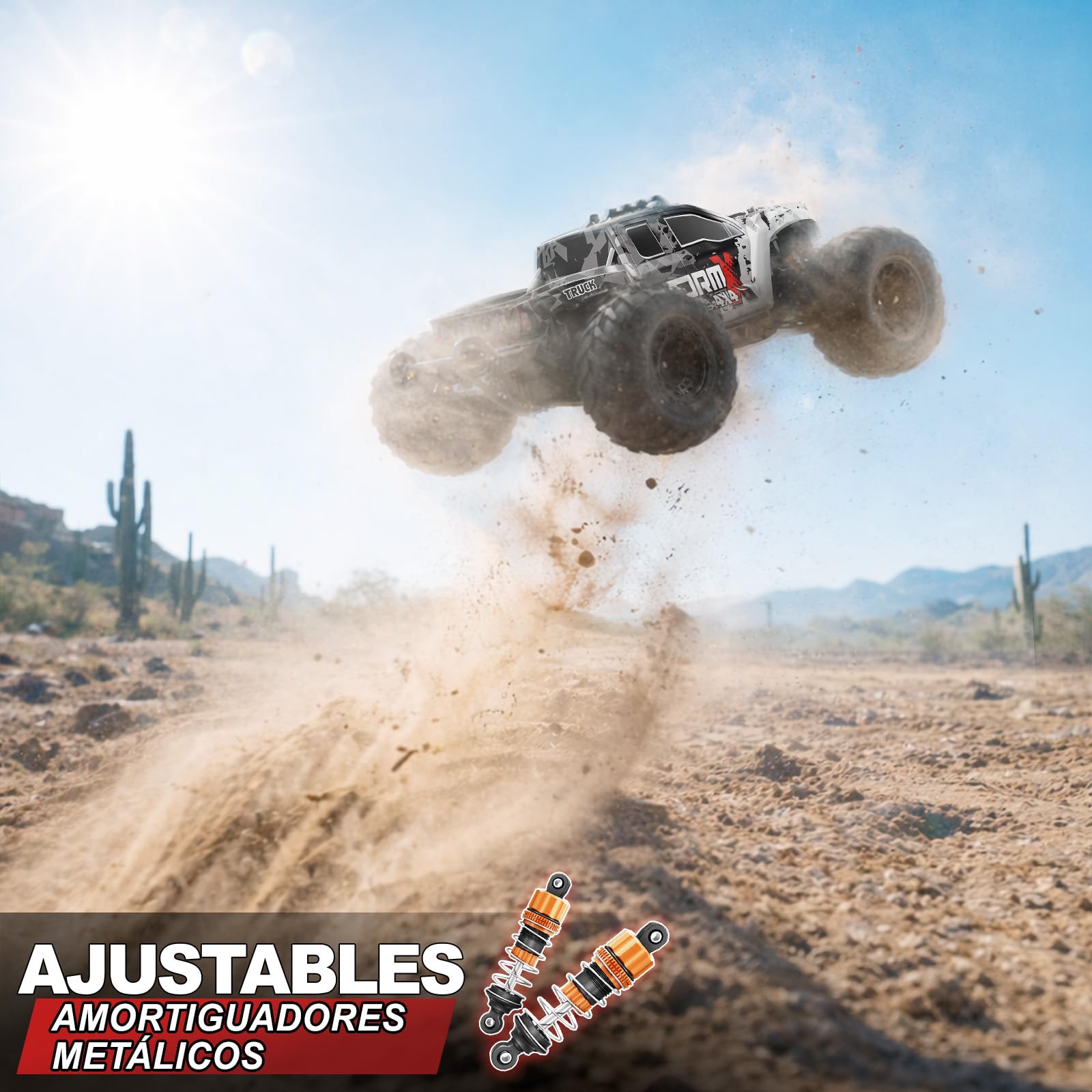 Coche Teledirigido Adulto 1:14 4x4 Off-Road, RC Car Todo Terreno 40 km/h, con 2 Baterías 1300mAh y 2 Juegos de Neumáticos, Coche Radiocontrol Rápido para Adultos y Niños