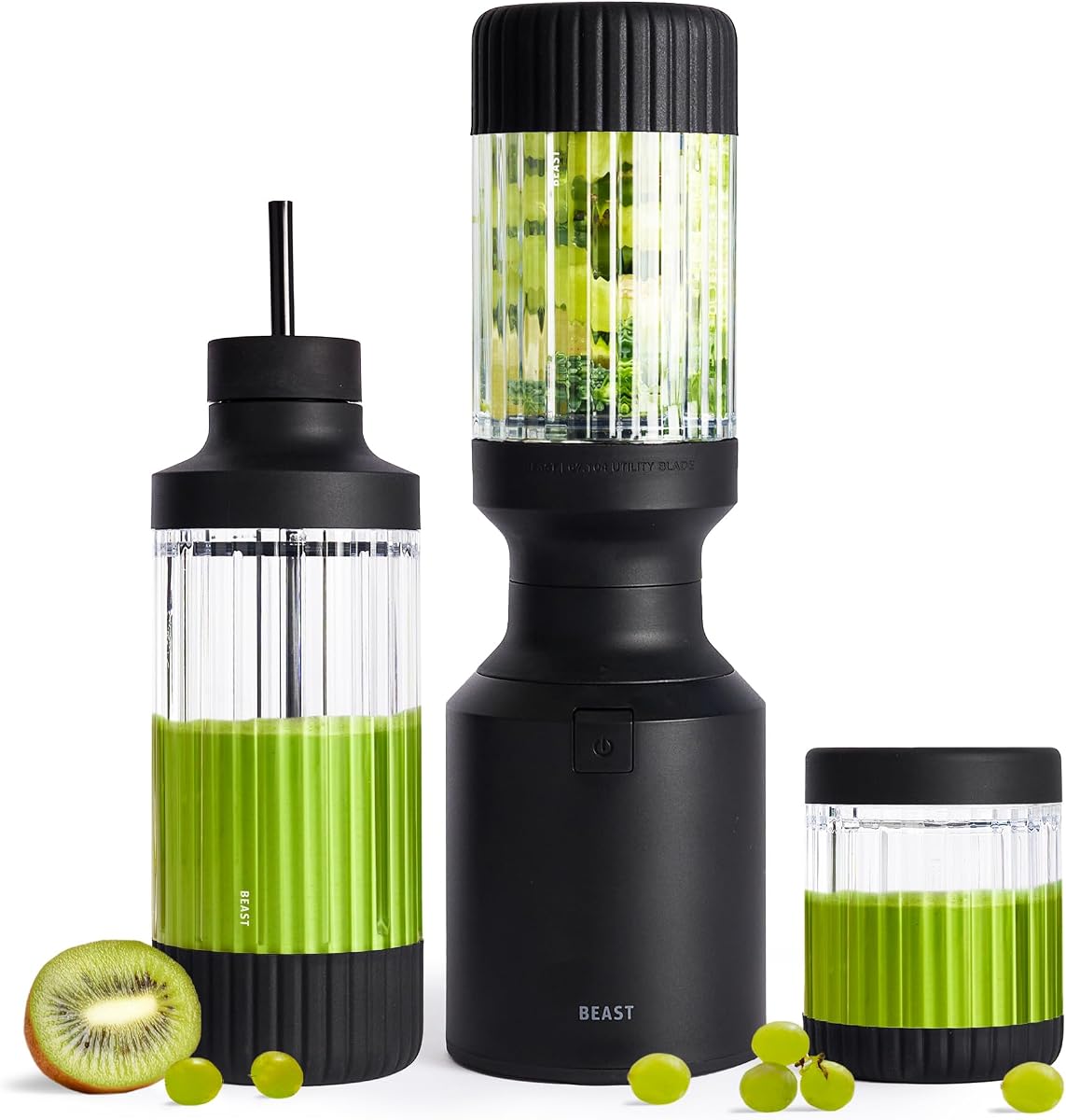 Licuadora personal Mighty 850 Plus, recipiente XL, negro carbón, 850 W | Batidos, batidos, aderezos y salsas, mezclas de hielo y frutas congeladas, recipientes, tapas y pajitas extra de Tritan