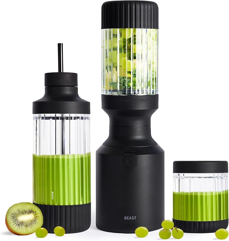 Licuadora personal Mighty 850 Plus, recipiente XL, negro carbón, 850 W | Batidos, batidos, aderezos y salsas, mezclas de hielo y frutas congeladas, recipientes, tapas y pajitas extra de Tritan