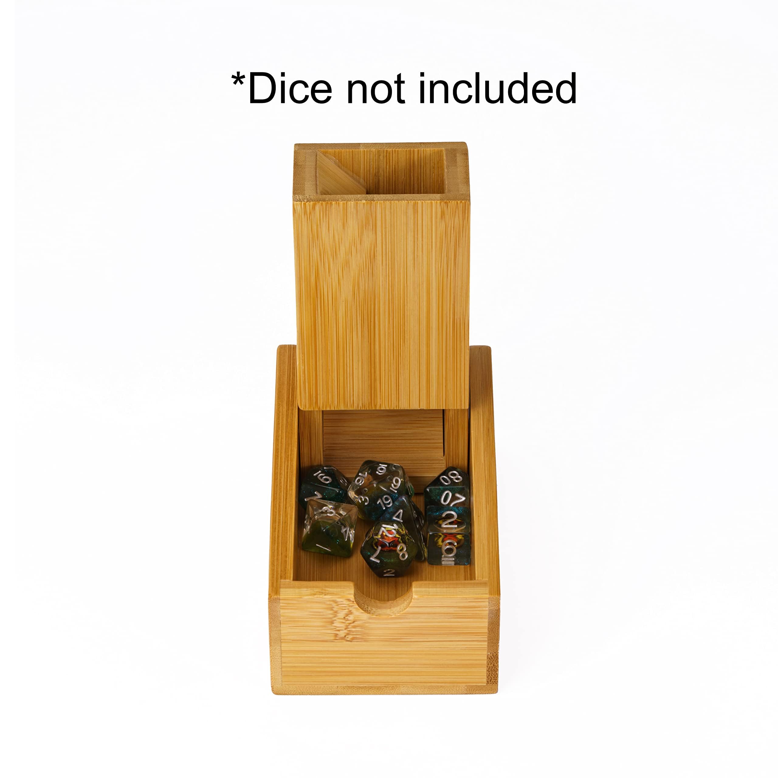 Cusdie Torre de Dados de bambú Plegable de Madera para Dungeons and Dragons, Juego de Mesa, D&D, RPG (sin Logotipo)