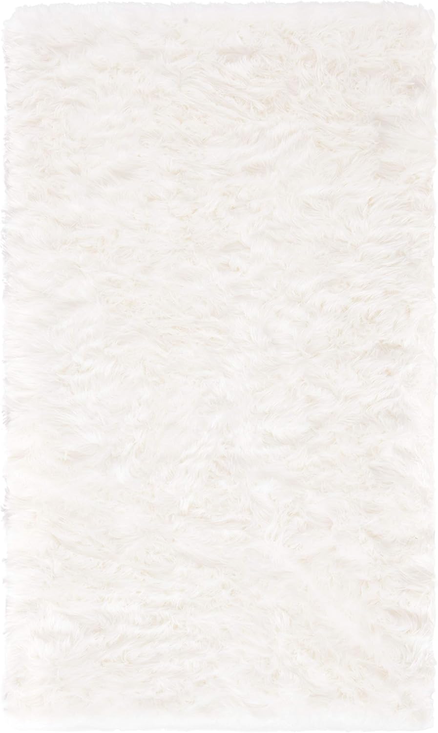 SAFAVIEH Faux Sheep Skin Collection Area Rug - 5' x 7', Ivory, Silken Glam Design, Non-Shedding & Easy Care, 2.35-inch Thick Ideal for High Traffic Areas in Living Room, Bedroom (FSS235A)