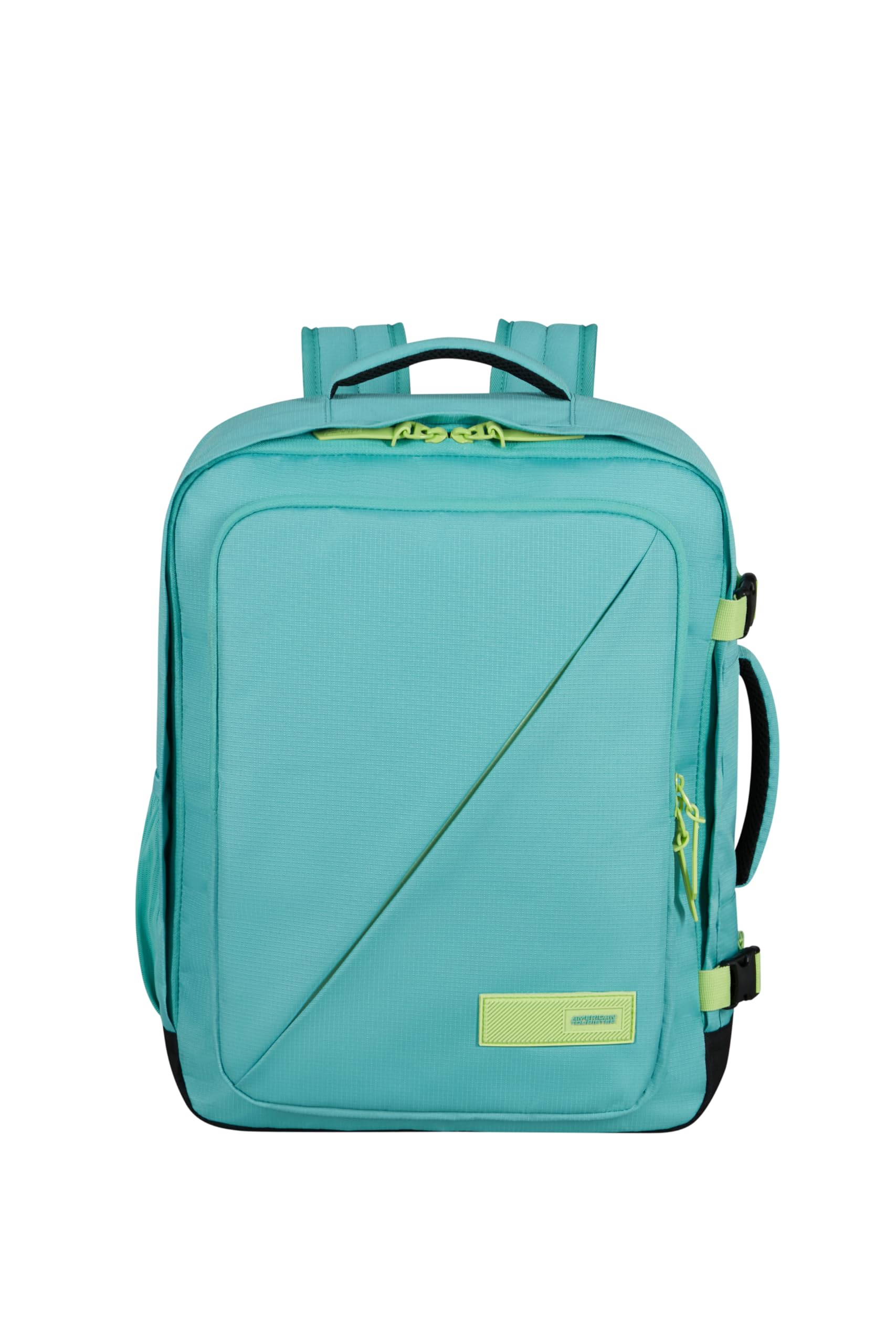 American Tourister Take2Cabin - Ryanair/Wizz Air/Vueling Kabinentasche 40 x 30 x 20 cm, 26.5 L, 0.60 kg, Handgepäck, Flugzeug Rucksack MS, Türkis/Grün (Dusty Turquoise/Lime)