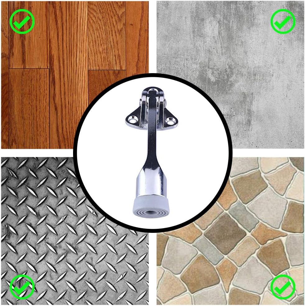 Towever Easy Pedal Kick Down Door Stopper 5 Pcs per Pack Chrome Easy-Step Door Stop 4 inches