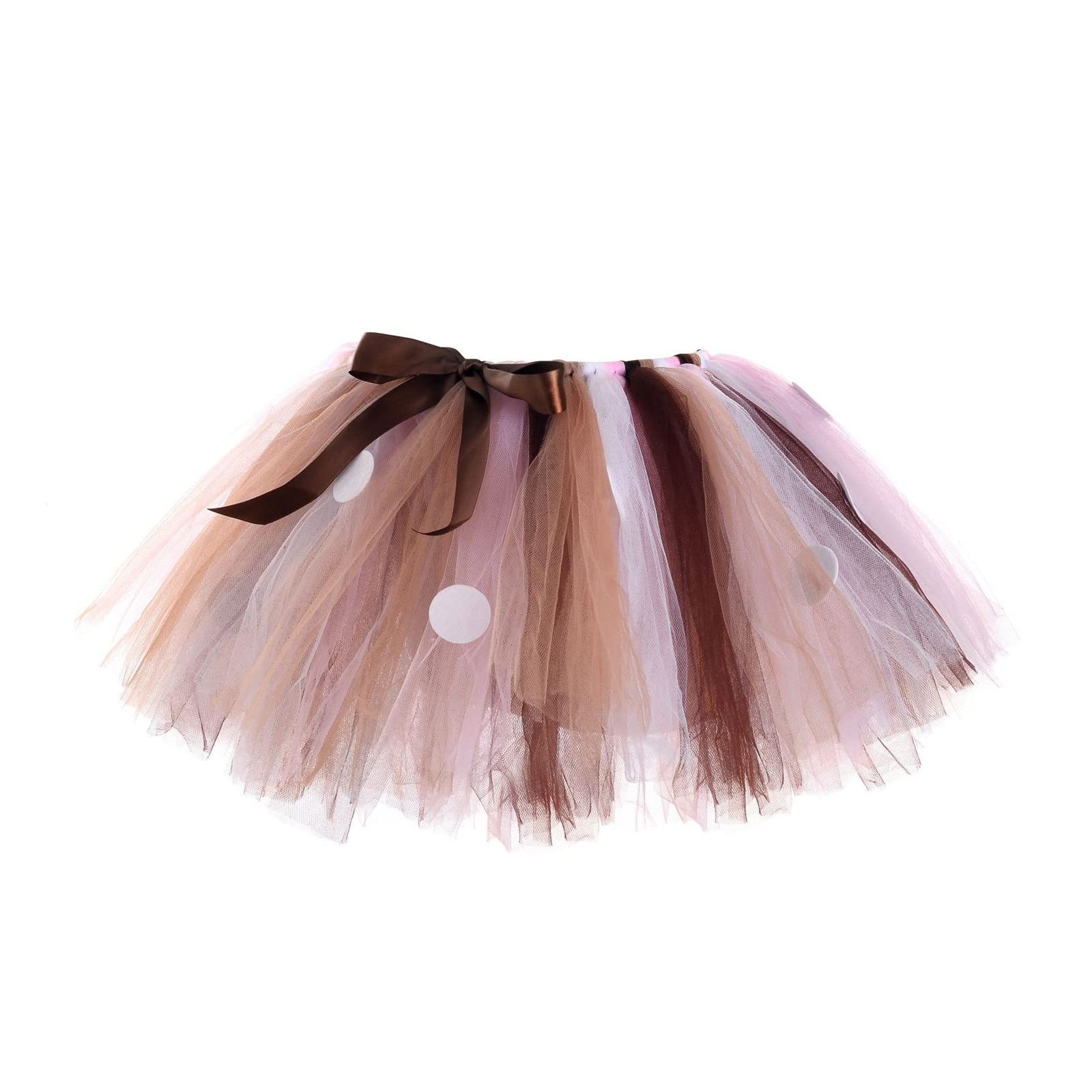 Girls Layered Tutu Skirt Tulle Tutus Fairy Skirts Toddler Dance Carnival Photography Dresses + (Brown, 0-24 Months)