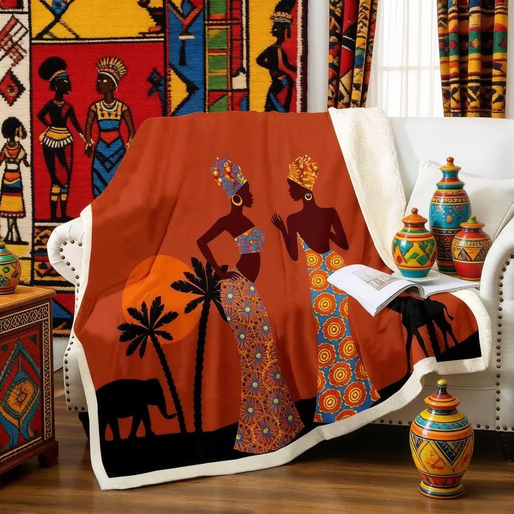 Couverture ethnique girafe pour vos soirées d'hiver cocooning