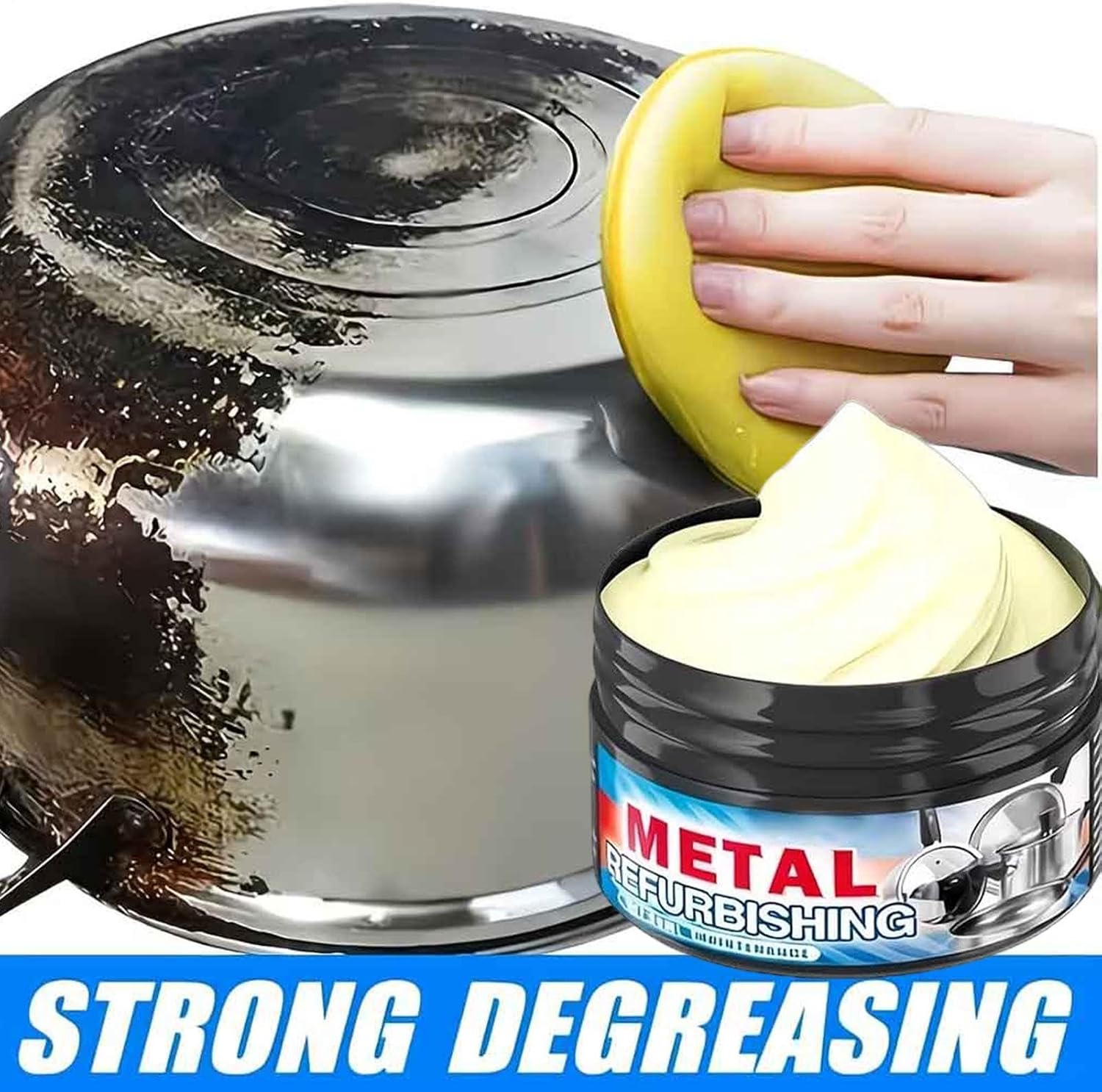 Stainless Steel Cleaner - Cookware Polishing Paste, Burn Mark Remover for Pots Pans Oven Grill Use, Kitchen Sink Stove BBQ Cleaner, household cleaning use Metal Pot Cleaners
