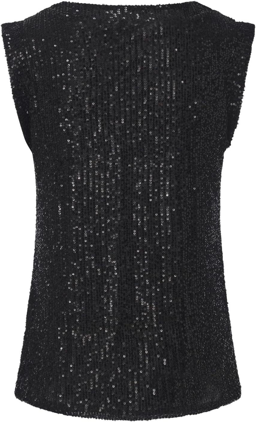 Sparkly Sequin Tops for Women Tank Top Disco Outfit Sleeveless Shiny Glitter Club H... - Image 7