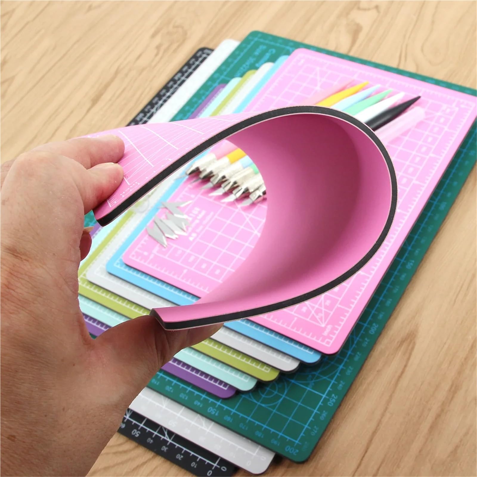Tapete de Corte Tapete de corte PVC A5, autocurativo, for patchwork, for bricolaje, cuero, papel(A 5 matcha)