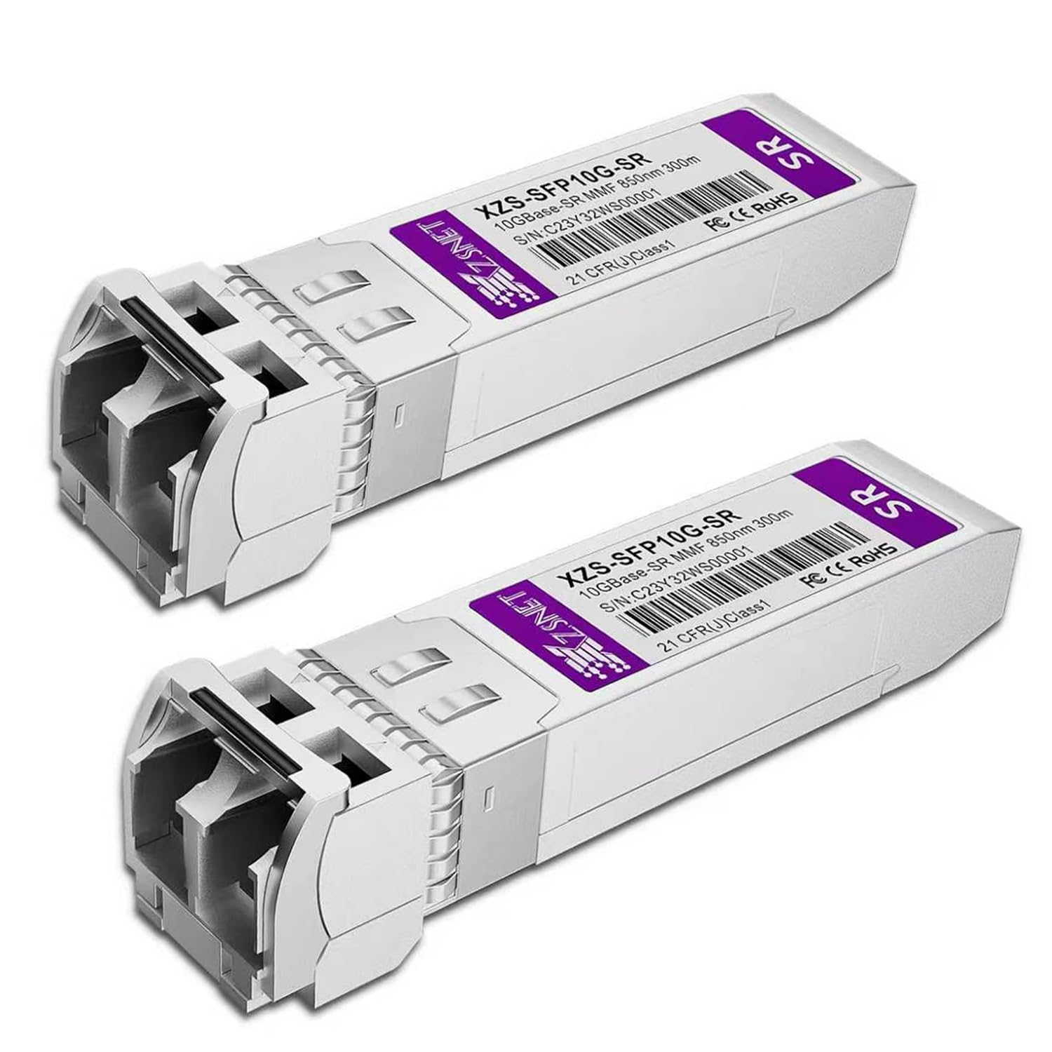 Module SFP+ 10Gb vers LC multimode, compatible avec Freebox Ultra/Delta, Cisco SFP-10G-SR, Ubiquiti UniFi UF-MM-10G, MikroTik S+85DLC03D et autres, transceiver 10GBASE-SR, lot de 2 pièces