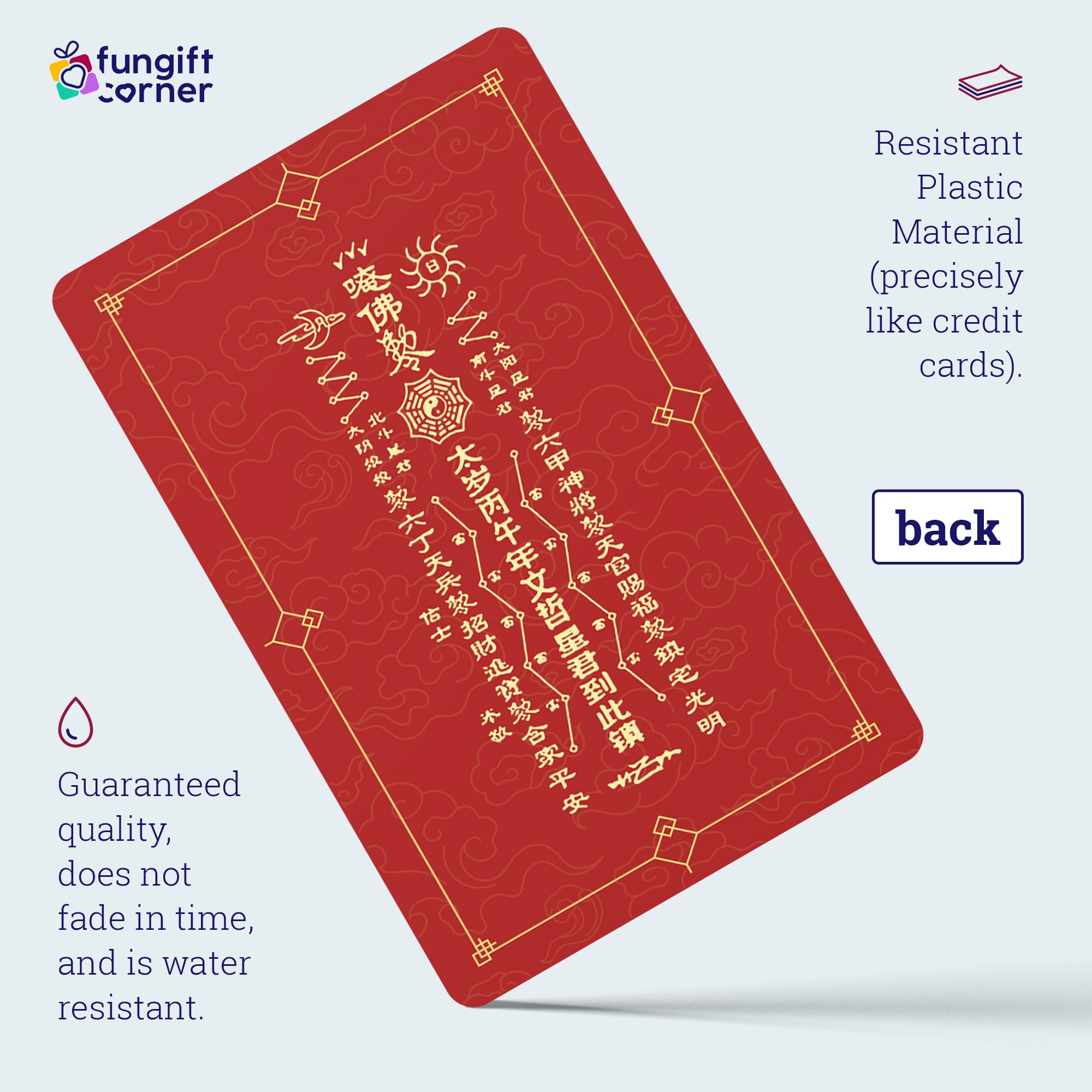 NUOBESTY 4 Pièces Cartes Amulettes Tai Sui Année Du Cheval