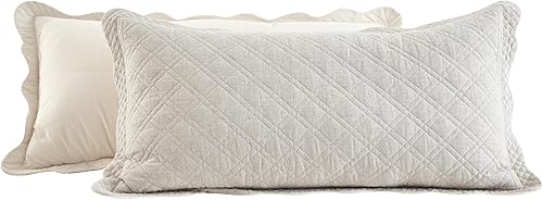 Miniatura 8 de HZ & HY Colcha extragrande para cama King, color marfil, colección de lujo, 100% lino, ultrasuave y ligera, reversible, 3 piezas, KingCal King,