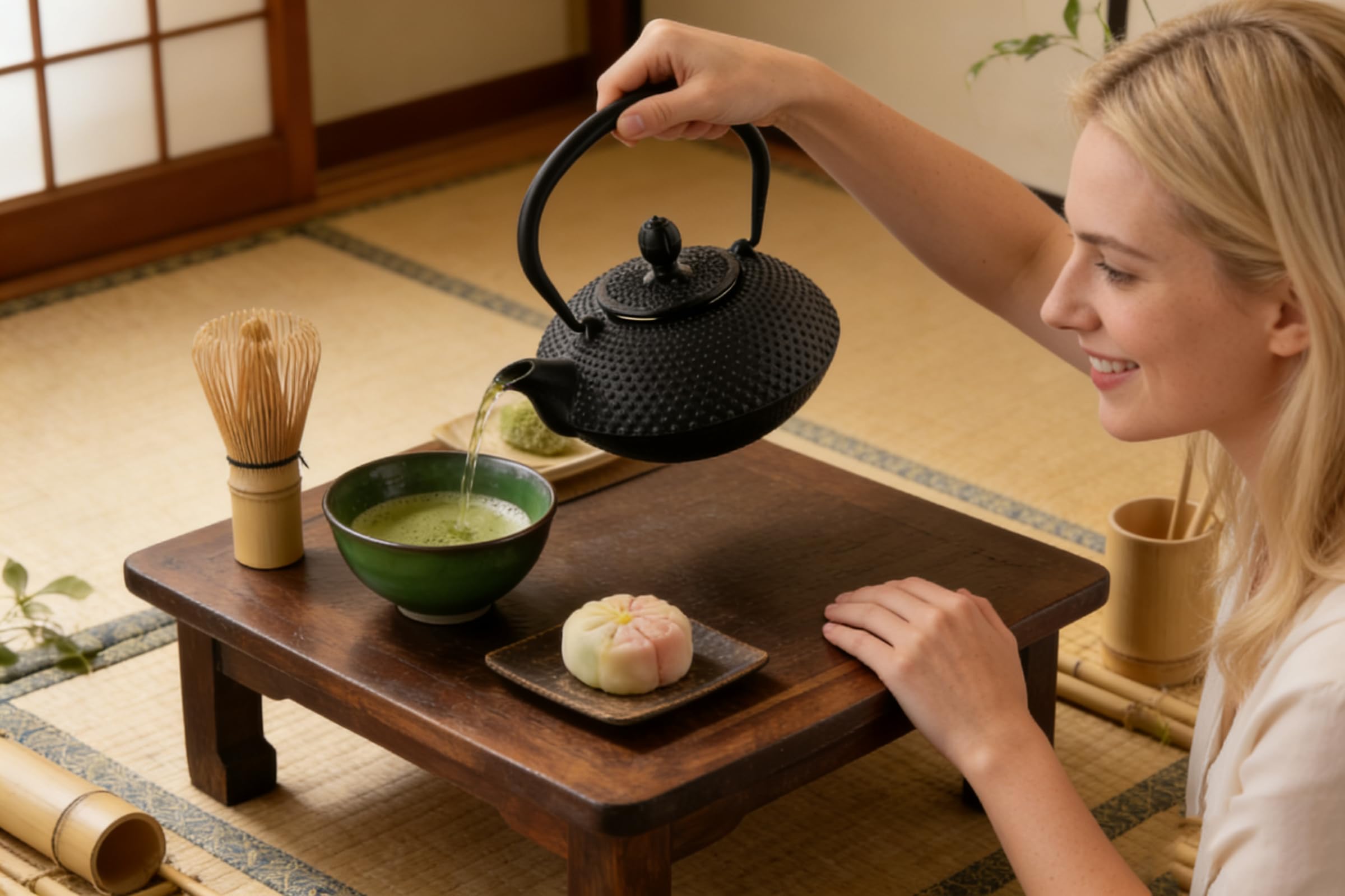 Théière traditionnelle japonaise en fonte - Noire - 800 ml | Design lourd, motif texturé, style asiatique avec intérieur émaillé et passoire à thé en acier inoxydable