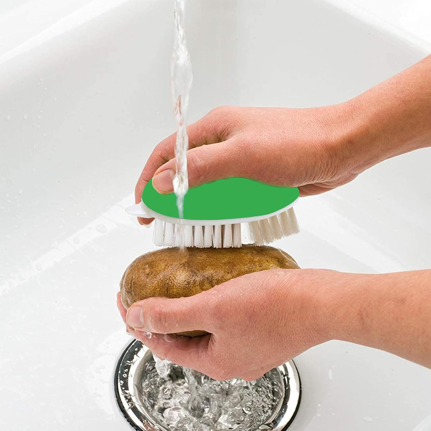 2pcs Vegetable Brush w/Dots Remover - Soft and Stiff Bristles -Green