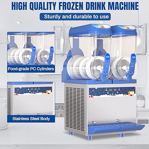 Miniatura 3 de XPW Máquina comercial de granizado 1000W 30L Tanques Máquina comercial para hacer granizados Máquina de Margarita de acero inoxidable 304